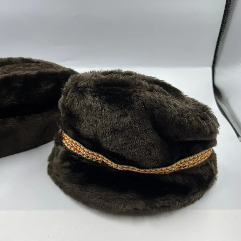 Vintage Faux Fur Hats Fedora Bucket‎ Lined Men's Small Medium USA Made Band
